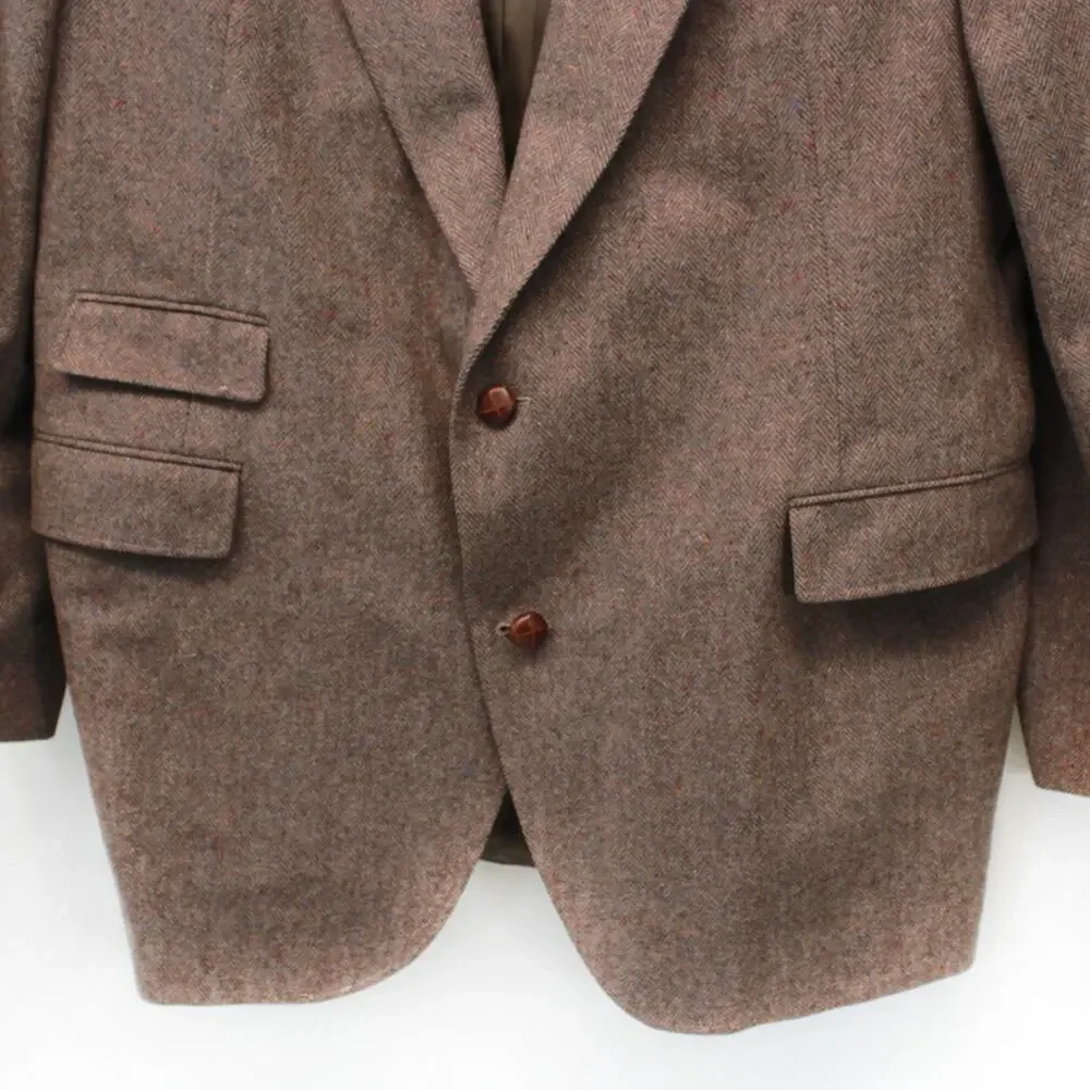 Stadium Club Saxony Vintage Wool Blazer Jacket Herringbone Professor Size 48R